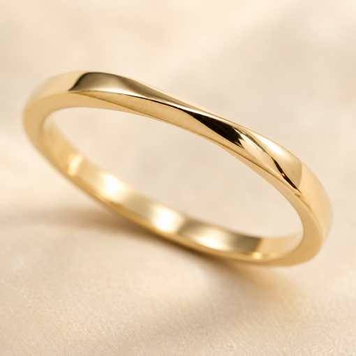 2mm Mobius Wedding Ring, Thin Gold Wedding Ring, Gold Stackable Ring, Women’s Wedding Band