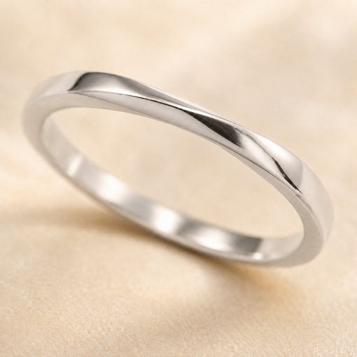 2mm Mobius Wedding Ring, Thin Gold Wedding Ring, Gold Stackable Ring, Women’s Wedding Band