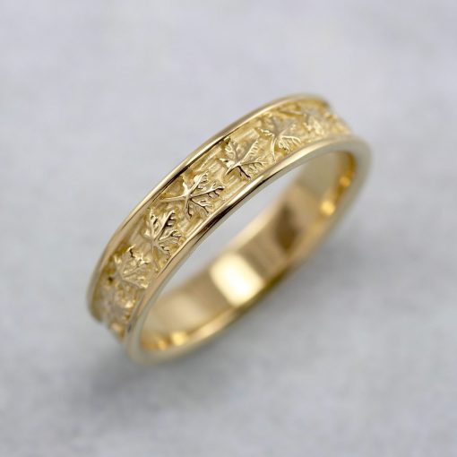Men's Maple leaves wedding ring