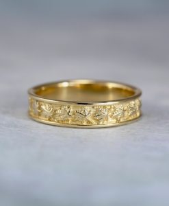 Men's Wedding Band, Maple Leaves Wedding Ring 14k 18k Gold Twig Wedding Ring For Men, Nature Inspired Wedding Ring - Image 8