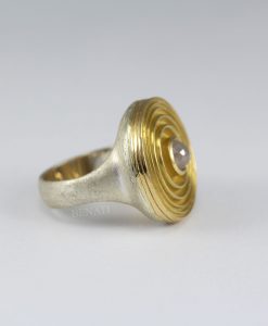 Salt And Pepper Diamond Two Tone Gold Ring, Mixed Metal Contemporary Ring, 18k Gold and Silver Ripple Ring - Image 10