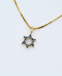 Star Of David Necklace, Bat Mitzvah Gift, Magen David Necklace Sapphire Charm, Gift From Israel