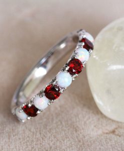 Garnet and opal eternity ring