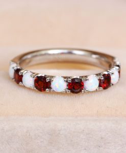 opal and garnet eternity ring