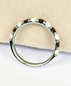 Alternating Opal Garnet Eternity Ring, 3mm Garnet And Opal Eternity Ring Gift For Her - Image 3