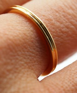 2mm Thin Womens Minimalist Wedding Ring In Solid 14k/18k Gold - Image 2