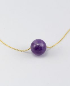 Amethyst Necklace, Floating Amethyst Gemstone Bead Healing Pendant Necklace 14k Solid Gold - Image 4
