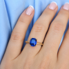 2.3 Carat Lab Sapphire Engagement Ring: 14k Gold Mobius Band, Diamond Accents