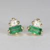 Emerald and Diamond Toi Moi Stud Earrings: 14k Gold Geometric Post Earrings