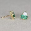Emerald and Diamond Toi Moi Stud Earrings: 14k Gold Geometric Post Earrings