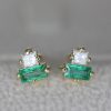 Emerald and Diamond Toi Moi Stud Earrings: 14k Gold Geometric Post Earrings