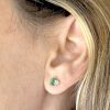 Emerald and Diamond Toi Moi Stud Earrings: 14k Gold Geometric Post Earrings