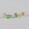 Emerald and Moissanite Baguette Earrings: 14k Gold Geometric Studs