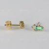 Emerald and Moissanite Baguette Earrings: 14k Gold Geometric Studs