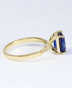 2.3 Carat Lab Sapphire Engagement Ring: 14k Gold Mobius Band, Diamond Accents - Image 7