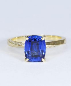 2.3 Carat Lab Sapphire Engagement Ring: 14k Gold Mobius Band, Diamond Accents - Image 3