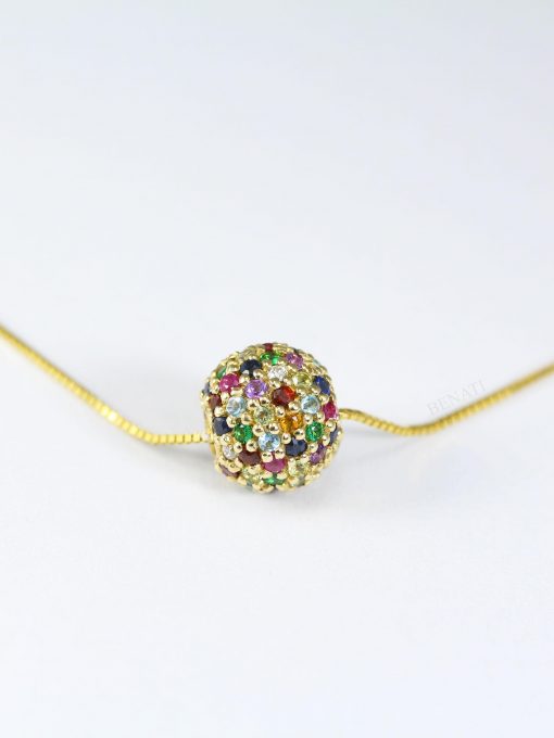 Multicolor Gemstone Healing Necklace: 14k Gold Bead, Spiritual Chakra Jewelry