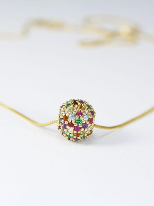 Multicolor Gemstone Healing Necklace: 14k Gold Bead, Spiritual Chakra Jewelry