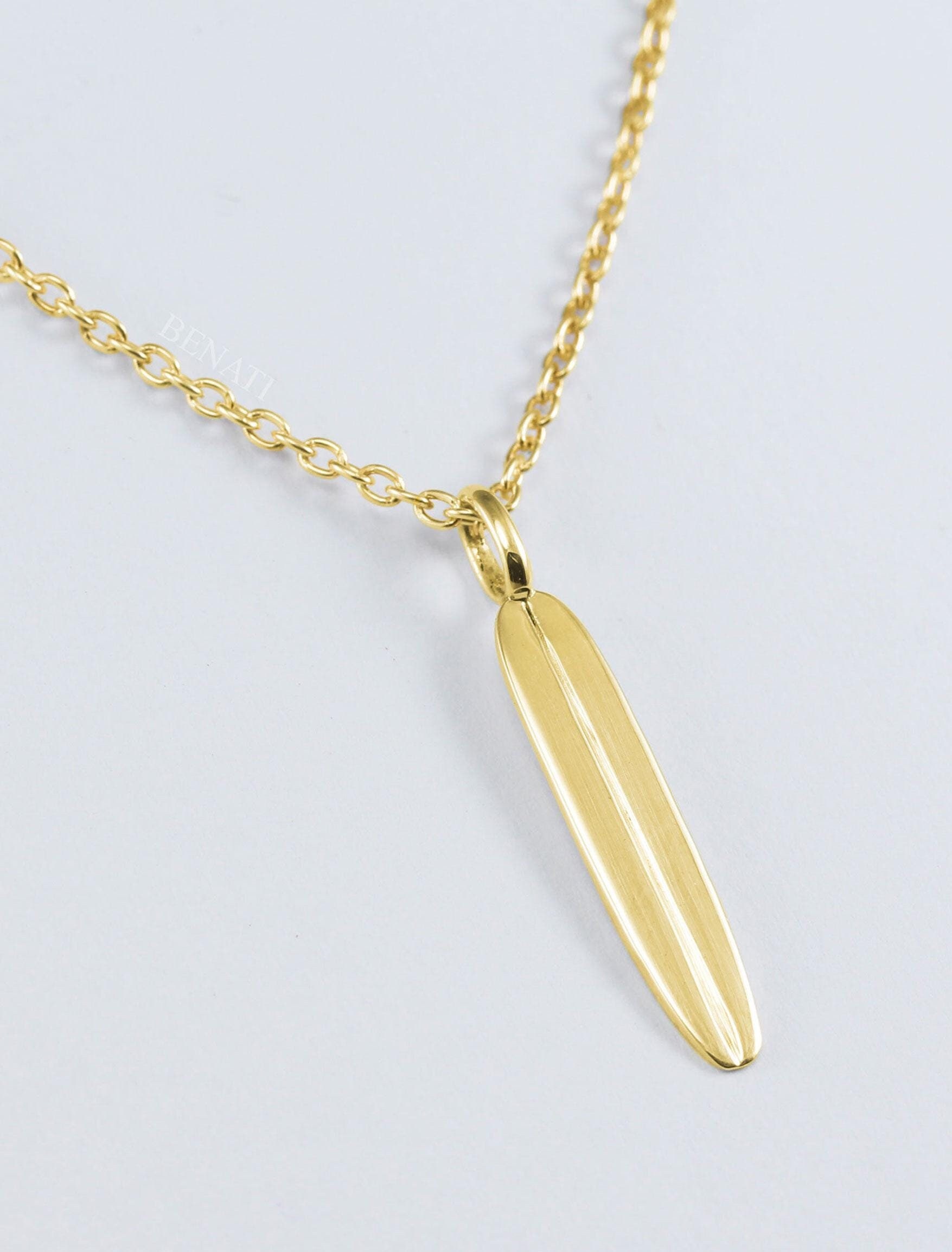 Longboard Necklace: Solid Gold Or Sterling Silver Minimalist Surfing Jewelry