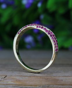 Yellow Gold Mobius Ruby Ring: Twisted Infinity Wedding Band - Image 10