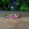 Yellow Gold Mobius Ruby Ring: Twisted Infinity Wedding Band