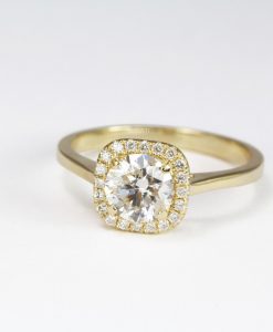 1 Carat Lab Grown Diamond Engagement Ring: 14k Gold Cushion Halo - Image 9