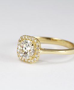 1 Carat Lab Grown Diamond Engagement Ring: 14k Gold Cushion Halo - Image 7