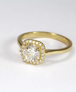 1 Carat Lab Grown Diamond Engagement Ring: 14k Gold Cushion Halo - Image 4