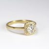 1 Carat Lab Grown Diamond Engagement Ring: 14k Gold Cushion Halo