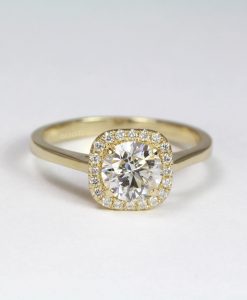 1 Carat Lab Grown Diamond Engagement Ring: 14k Gold Cushion Halo - Image 5