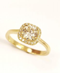 1 Carat Lab Grown Diamond Engagement Ring: 14k Gold Cushion Halo - Image 2
