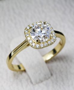 1 Carat Lab Grown Diamond Engagement Ring: 14k Gold Cushion Halo - Image 3