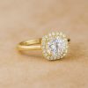 1 Carat Lab Grown Diamond Engagement Ring: 14k Gold Cushion Halo 1 Carat Lab Grown Diamond Engagement Ring: 14k Gold Cushion Halo