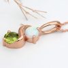 Peridot And Opal Necklace In 14k Gold: Two Stone Birthstone Pendant For Her