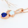 Sapphire And Opal Necklace In 14k Gold: Two Stone Birthstone Pendant For Her