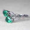 Two Pear Cut Gemstone Emerald Ring – White Gold Nature Inspired Ring Gift For Her