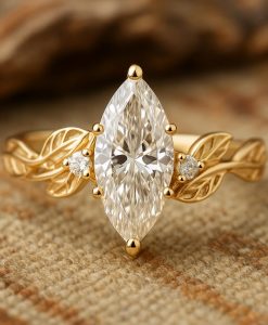 Custom Design Marquise Diamond Engagement Ring - Your Dream Wedding Design - Image 3