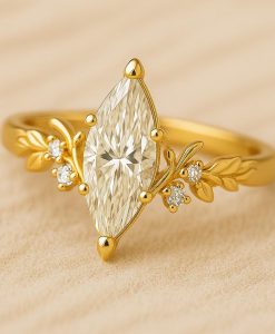 Custom Design Marquise Diamond Engagement Ring - Your Dream Wedding Design - Image 2