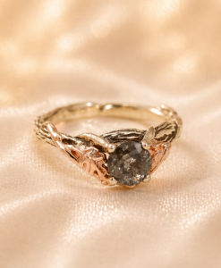 Aquamarine Moss Agate 14k Gold Ring: Two-Tone Nature Inspired Engagement Ring - Image 5