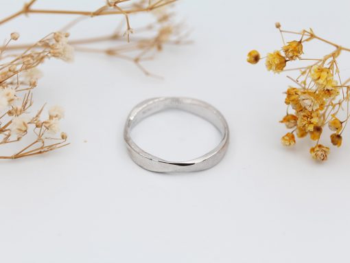 3.5mm Mobius 14k White Gold Unisex Modern Minimalist Wedding Ring