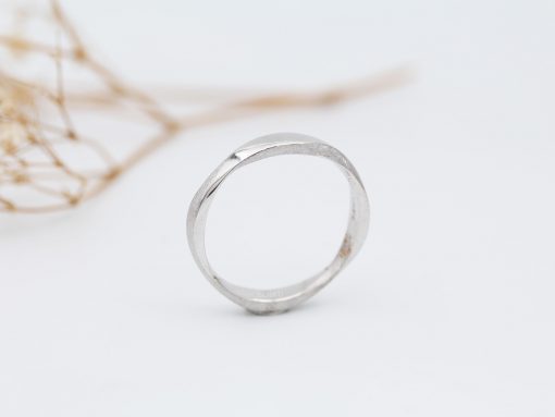 3.5mm Mobius 14k White Gold Unisex Modern Minimalist Wedding Ring