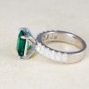 Lab Grown Emerald Engagement Ring: 14k White Gold Moissanite Accents