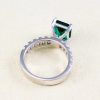 Lab Grown Emerald Engagement Ring: 14k White Gold Moissanite Accents