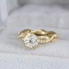 Gold Diamond Engagement Ring: Twisted Band Solitaire 1.17 Carat
