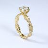 Gold Diamond Engagement Ring: Twisted Band Solitaire 1.17 Carat