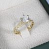 Gold Diamond Engagement Ring: Twisted Band Solitaire 1.17 Carat