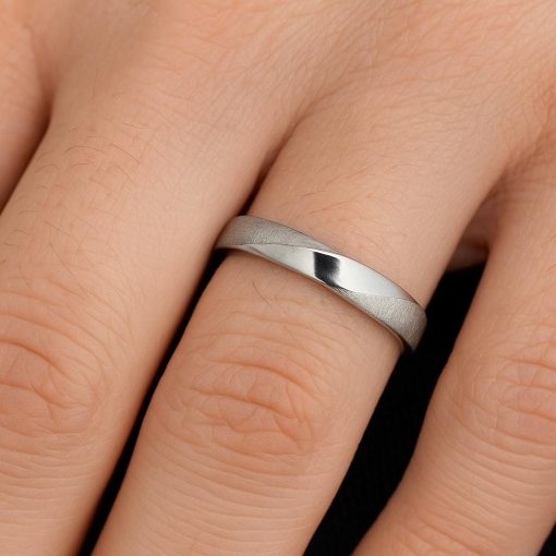 3.5mm Mobius 14k White Gold Unisex Modern Minimalist Wedding Ring