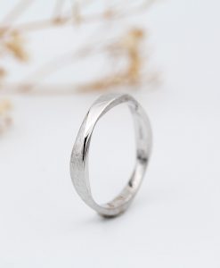 3.5mm Mobius 14k White Gold Unisex Modern Minimalist Wedding Ring