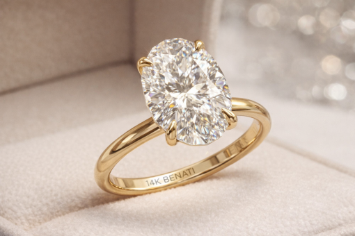 3 Carat Oval Diamond Engagement Ring – 14k/18k Gold Smooth Band