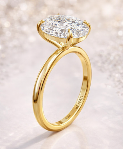 3 Carat Oval Diamond Engagement Ring - 14k/18k Gold Smooth Band - Image 8
